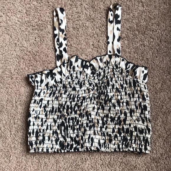cheetah smocked tank top